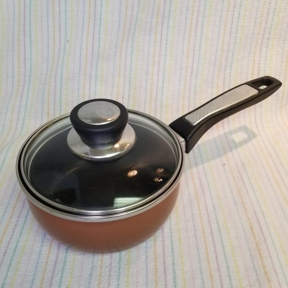 Megaware 1qt Saucepan Small Pot Glass Lid Metallic Brown Spain - Picture 1 of 6